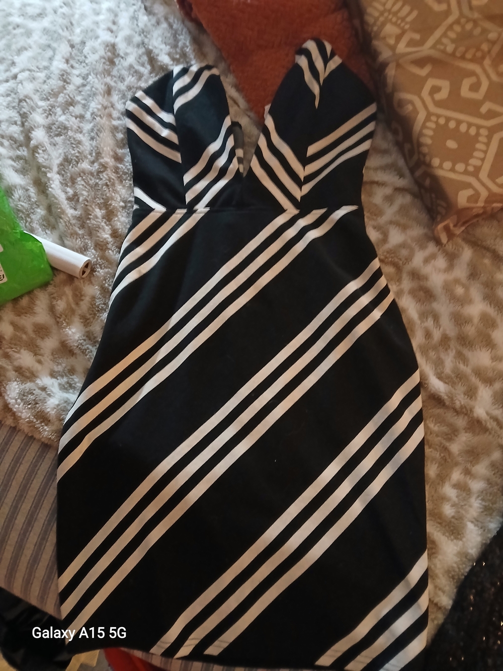Black and White Striped Women's Dress